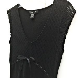 AUGUST SILK Black Knit Top Empire Waist Size Sm